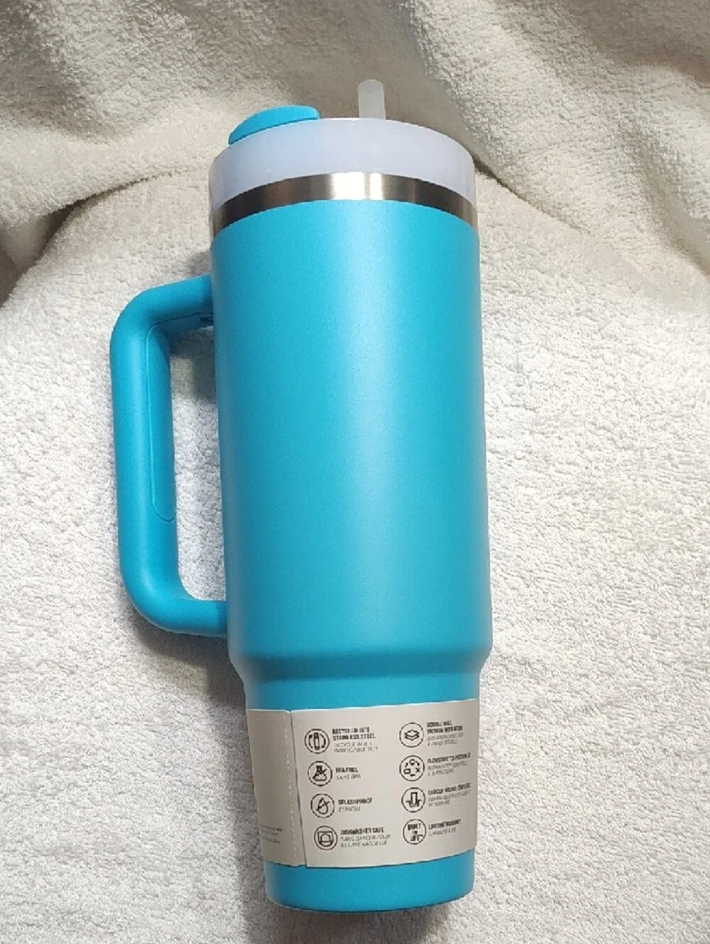 Stanley Aqua Blue Travel Tumbler with Handle and Straw - Picture 2 of 7